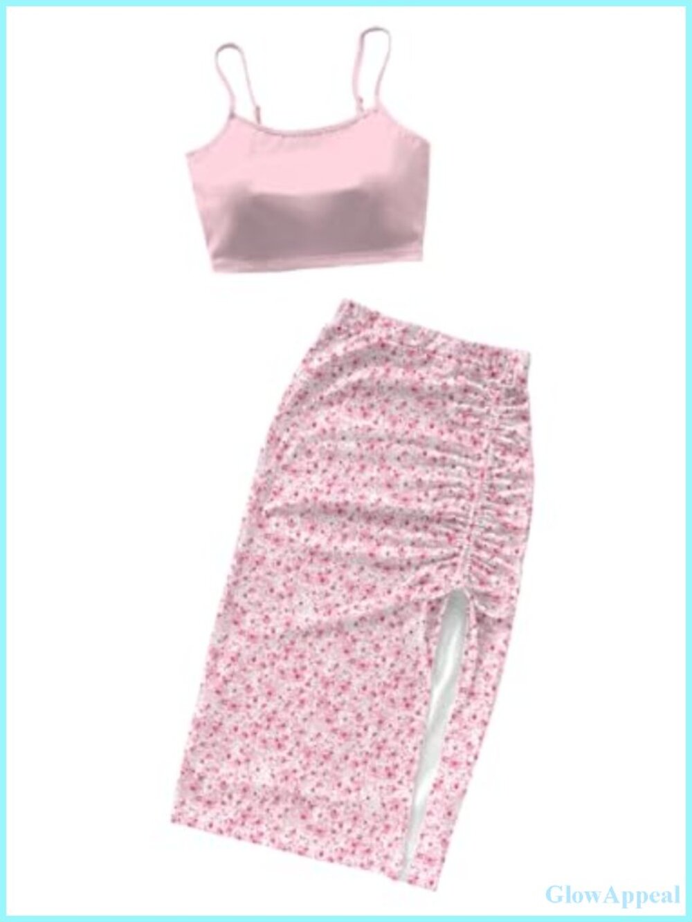 Women's 2 Piece Crop Top & Split Skirt Set Summer Vacation Outfit